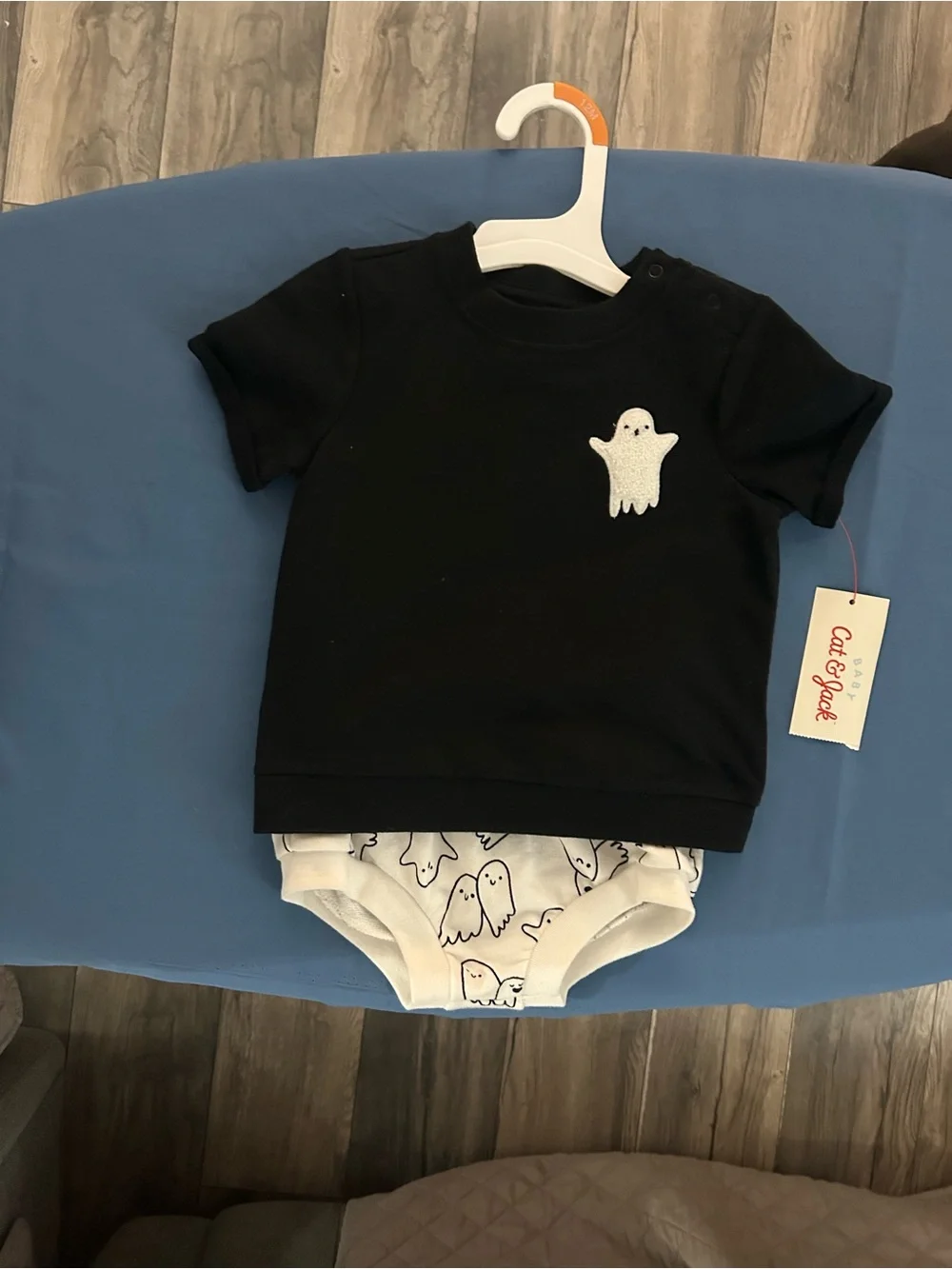 Cat & Jack Black Short-Sleeve Tee with White Ghost Bodysuit
